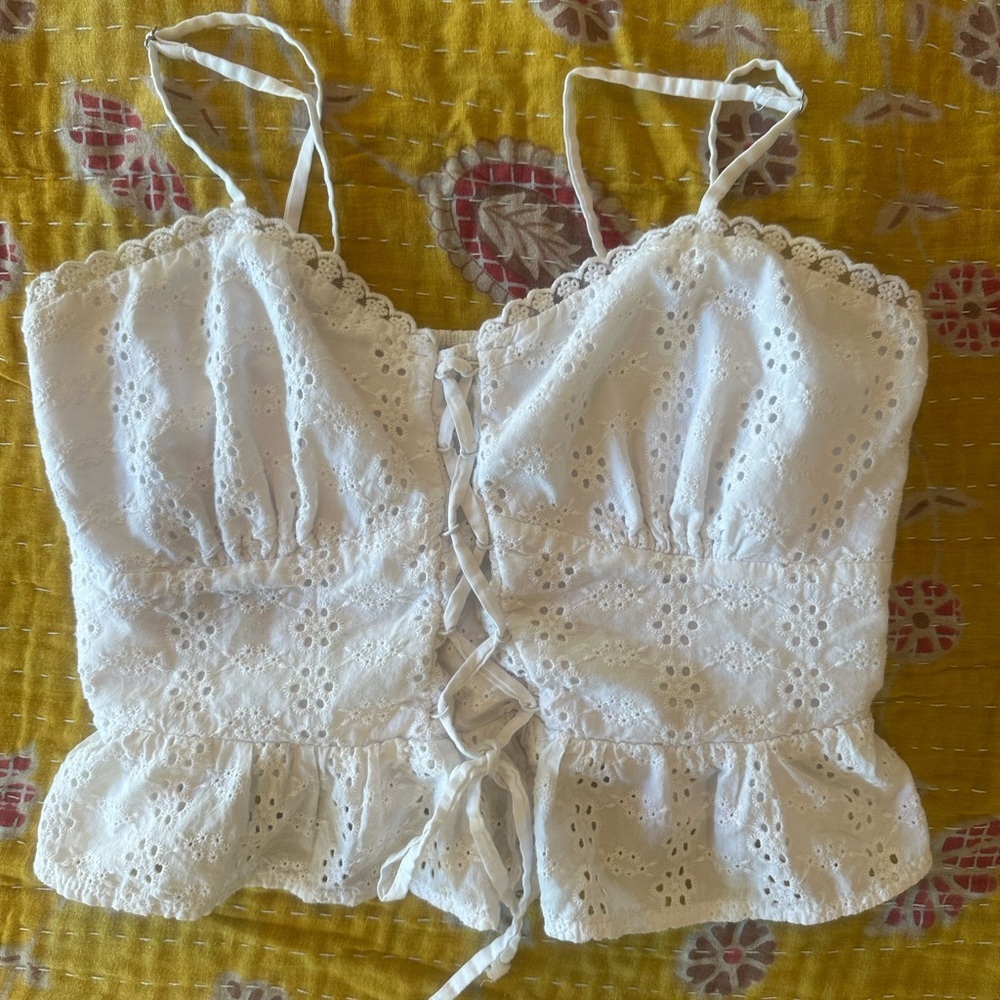 Wild Fable Cream Tie Front eyelet Camisole